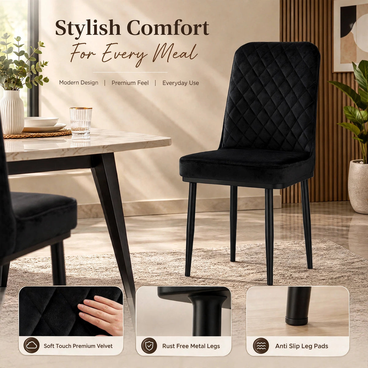 Nutech Impex Modern Quilted Dining Chair | Elegant Multipurpose Seating for Home & Dining