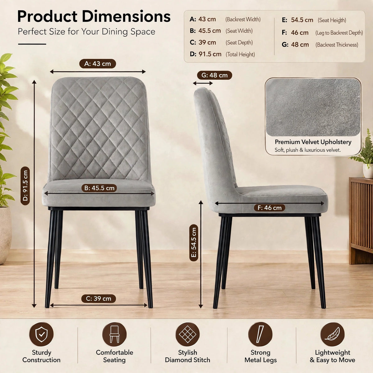 Nutech Impex Modern Quilted Dining Chair | Elegant Multipurpose Seating for Home & Dining