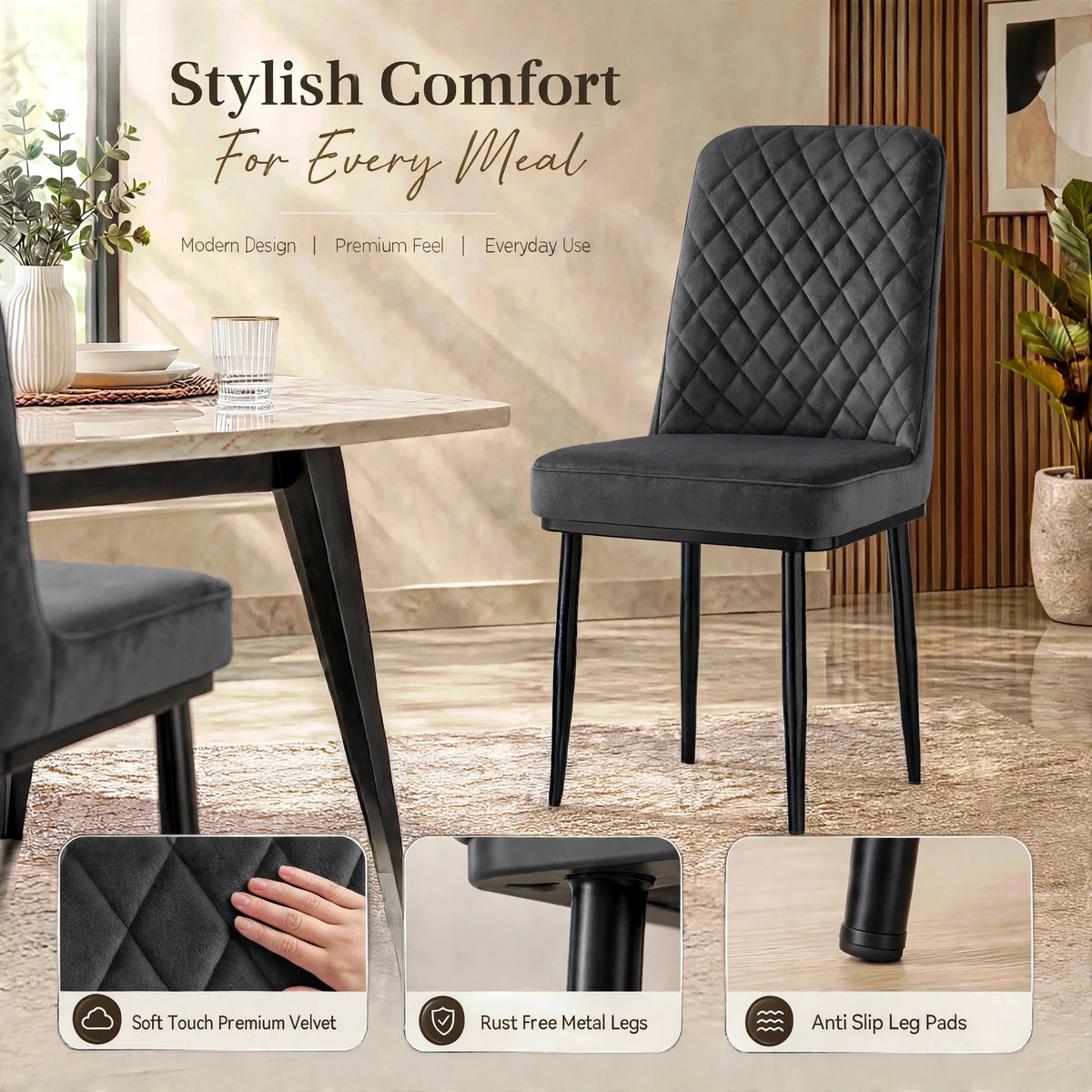 Nutech Impex Modern Quilted Dining Chair | Elegant Multipurpose Seating for Home & Dining