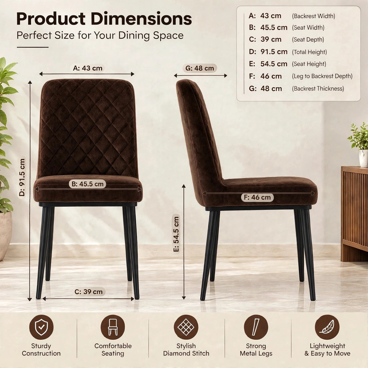 Nutech Impex Modern Quilted Dining Chair | Elegant Multipurpose Seating for Home & Dining