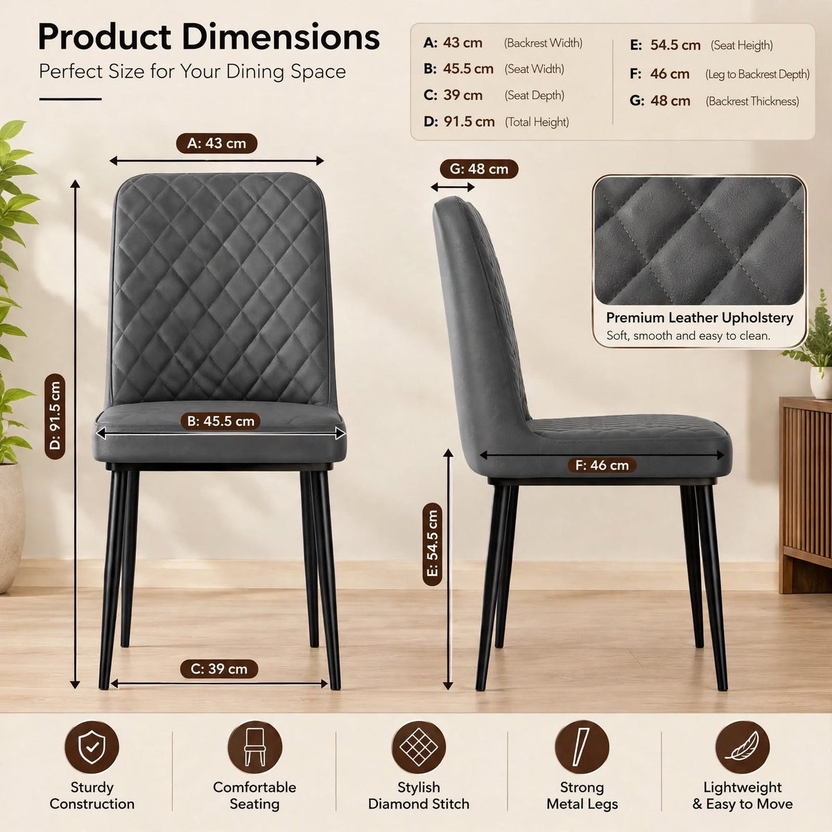 Nutech Impex Modern Quilted Dining Chair | Elegant Multipurpose Seating for Home & Dining