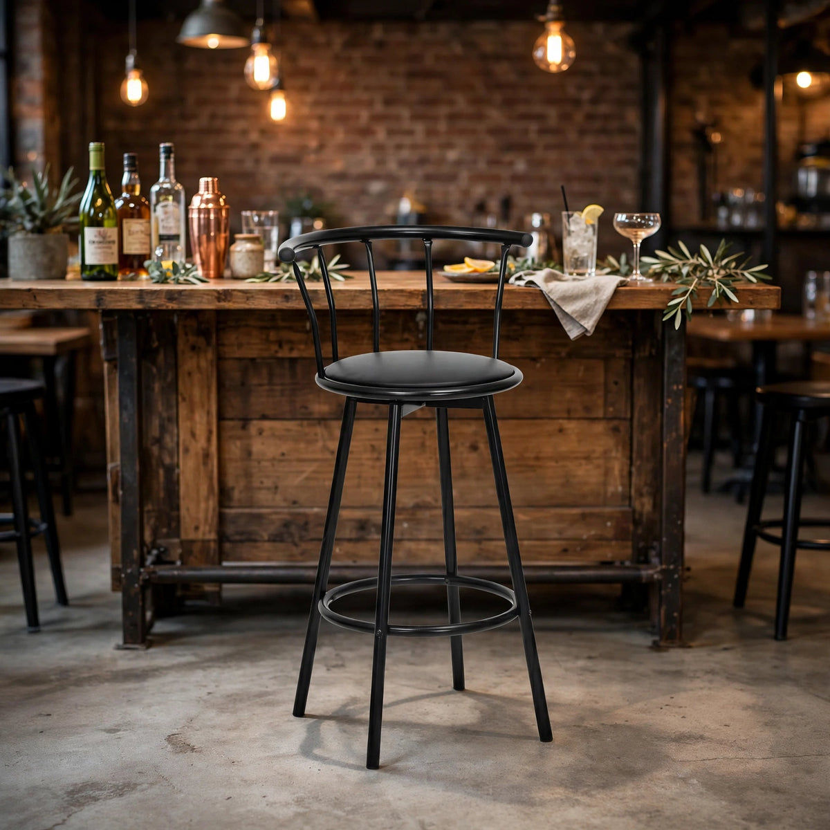 Modern Counter Height Bar Chair with Backrest & Footrest | Premium Metal Frame