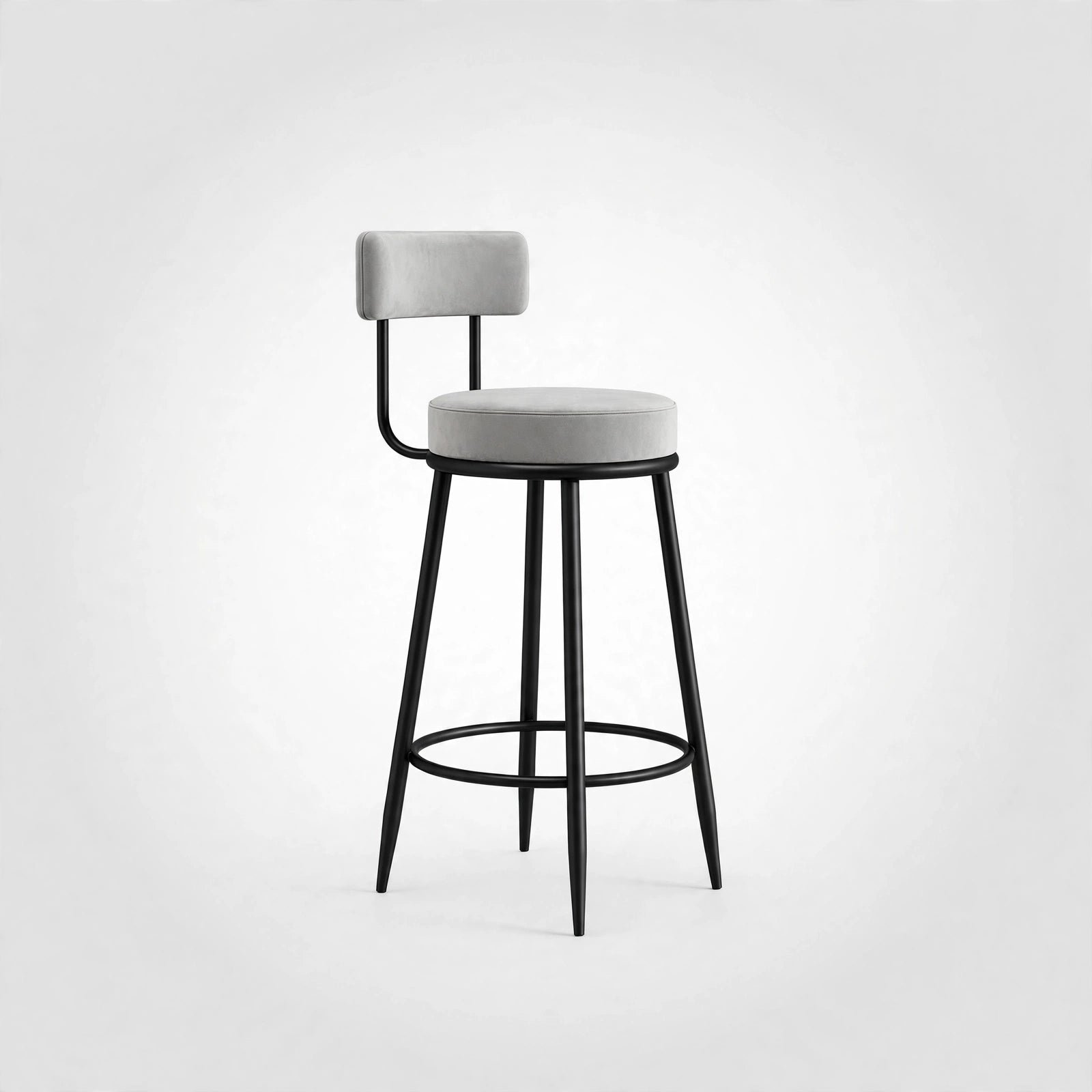 Nutech Decor Velvet Counter Height Bar Stool with Padded Backrest with Black & Gold Legs | Kitchen & Bar Seating