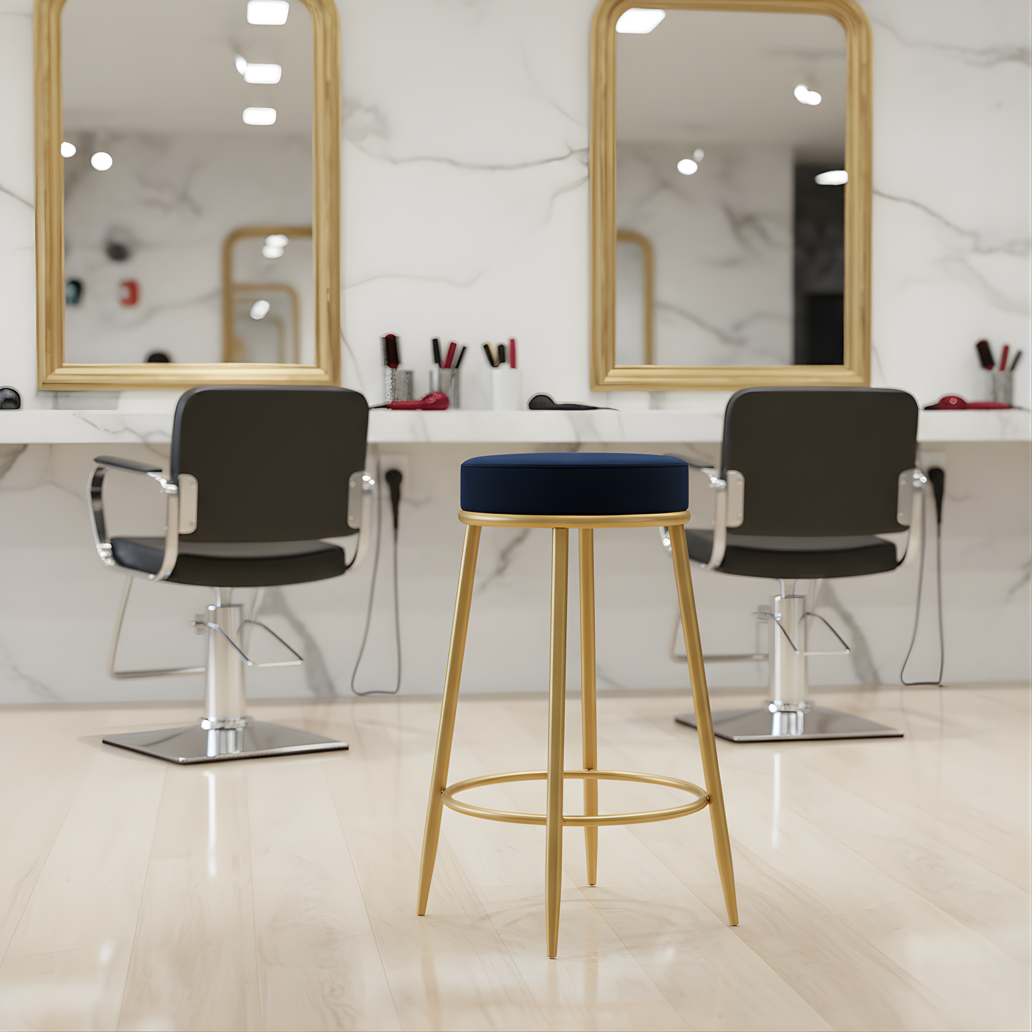 Velvet Counter Height Bar Stool | Modern Upholstered Kitchen & Cafe Seating
