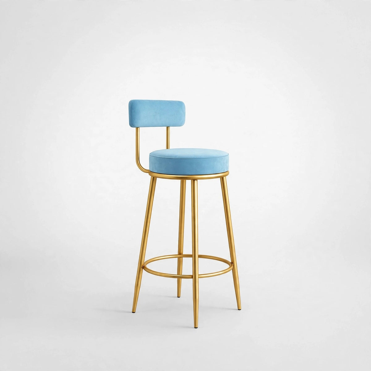 Nutech Decor Velvet Counter Height Bar Stool with Padded Backrest with Black & Gold Legs | Kitchen & Bar Seating