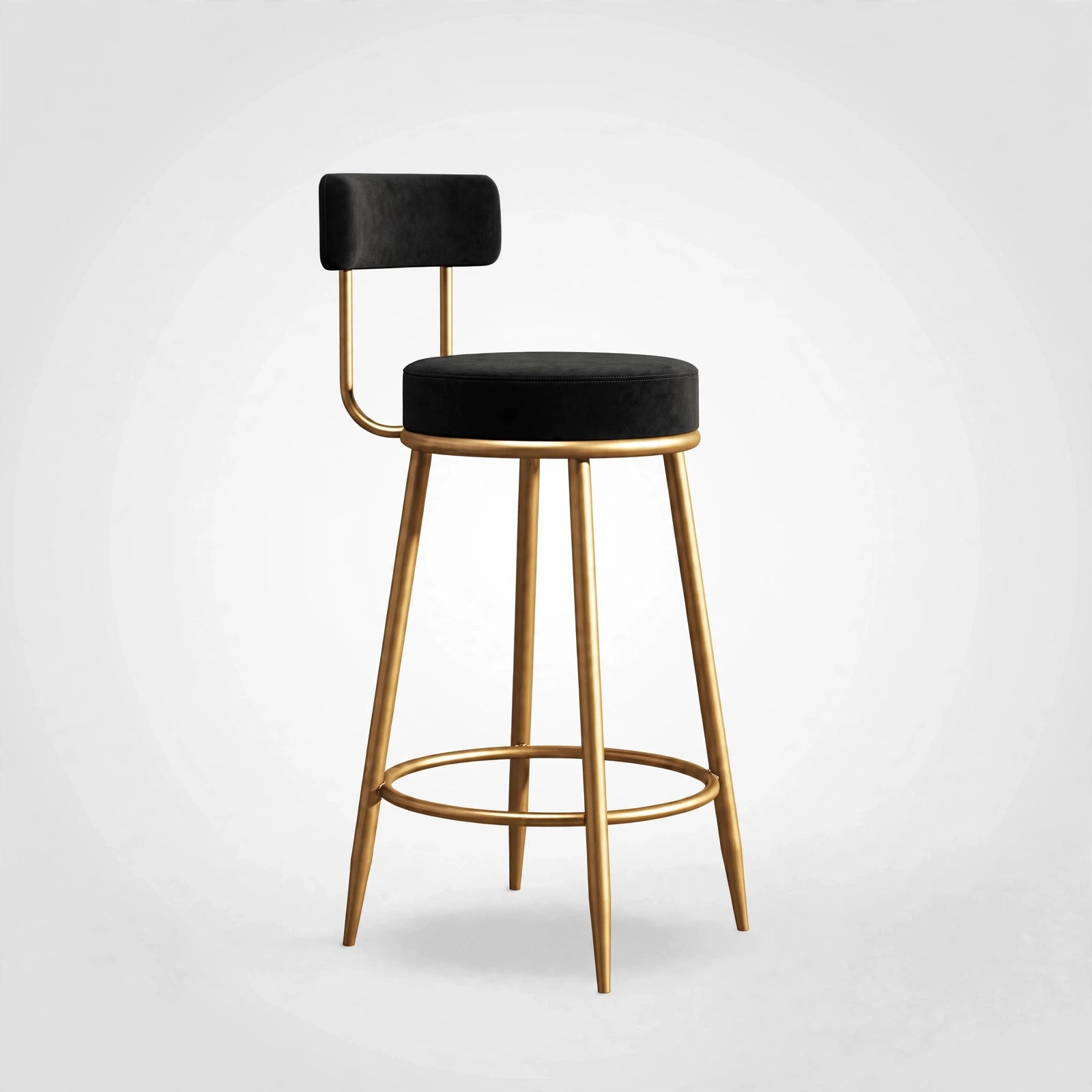 Nutech Decor Velvet Counter Height Bar Stool with Padded Backrest with Black & Gold Legs | Kitchen & Bar Seating