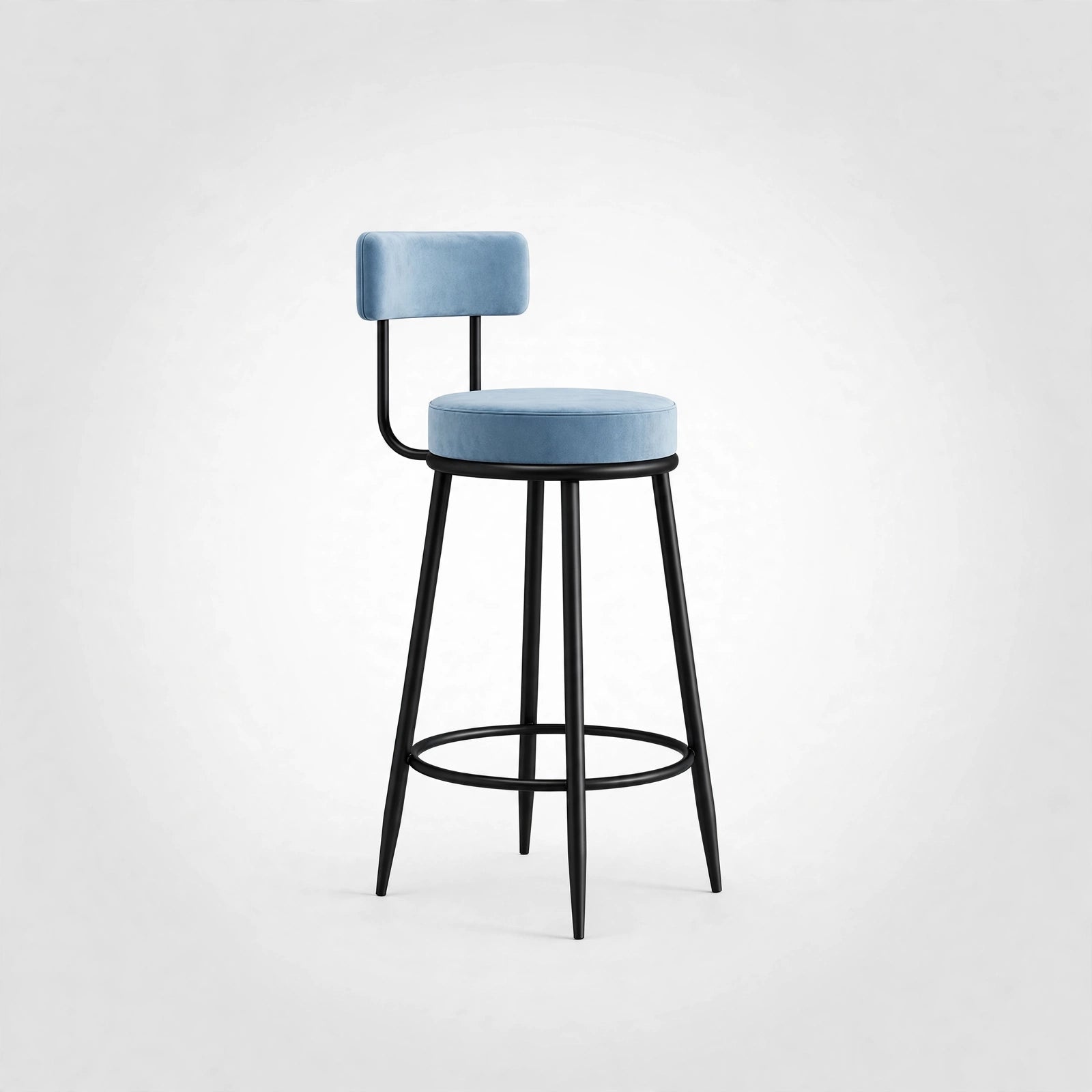 Nutech Decor Velvet Counter Height Bar Stool with Padded Backrest with Black & Gold Legs | Kitchen & Bar Seating
