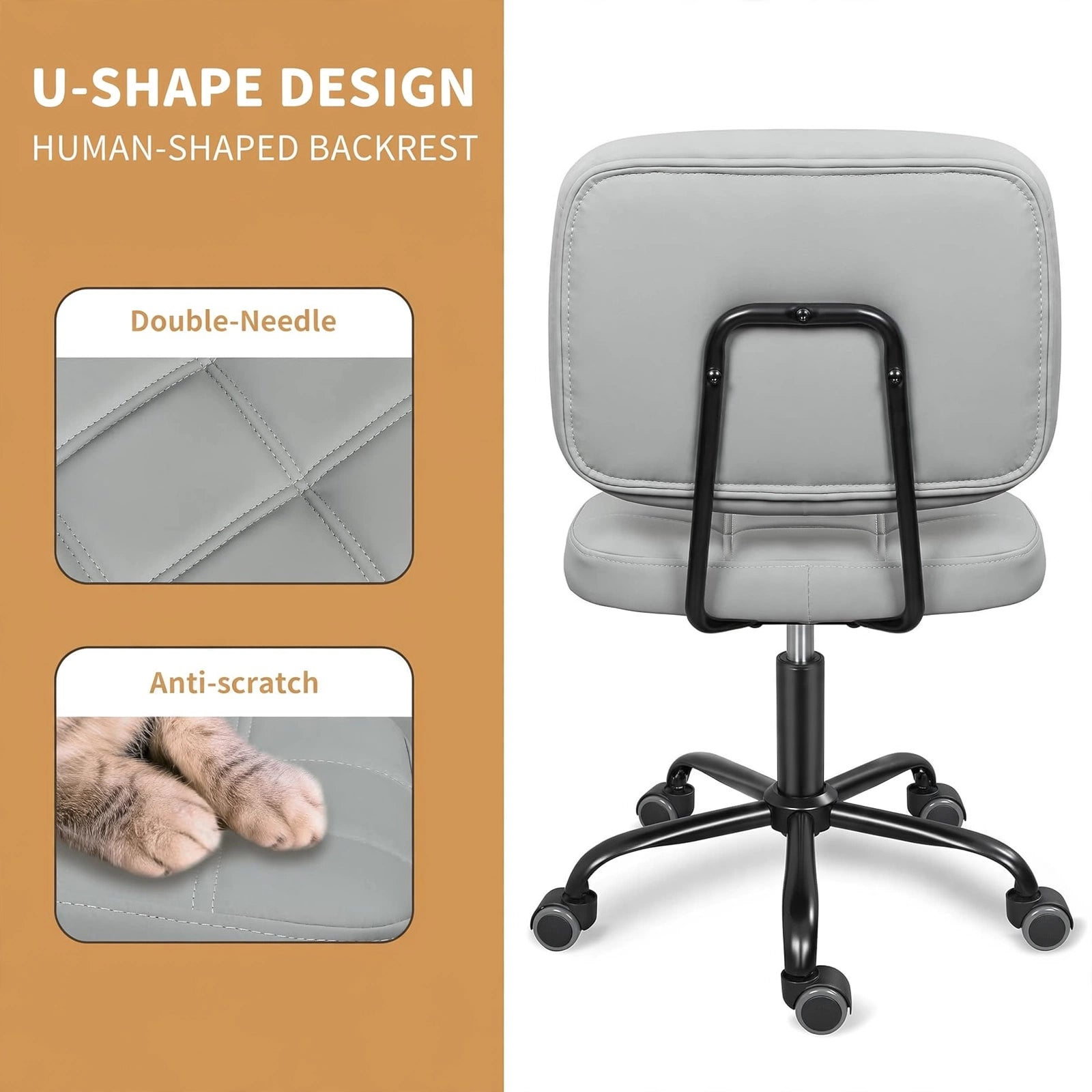 Premium Leather Executive Office Chair | Armless Ergonomic Swivel Cushioned Chair for Home & Workstation