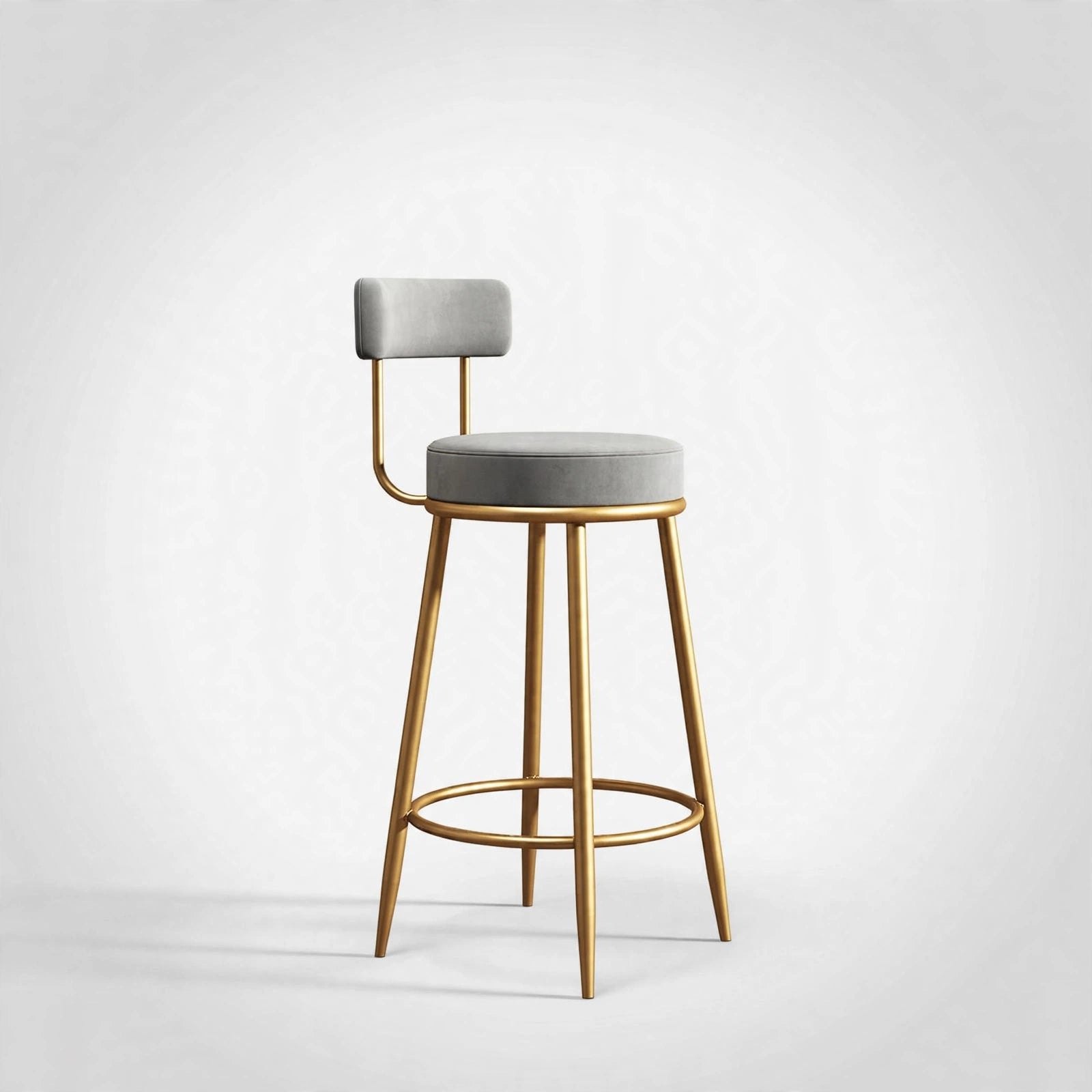Nutech Decor Velvet Counter Height Bar Stool with Padded Backrest with Black & Gold Legs | Kitchen & Bar Seating