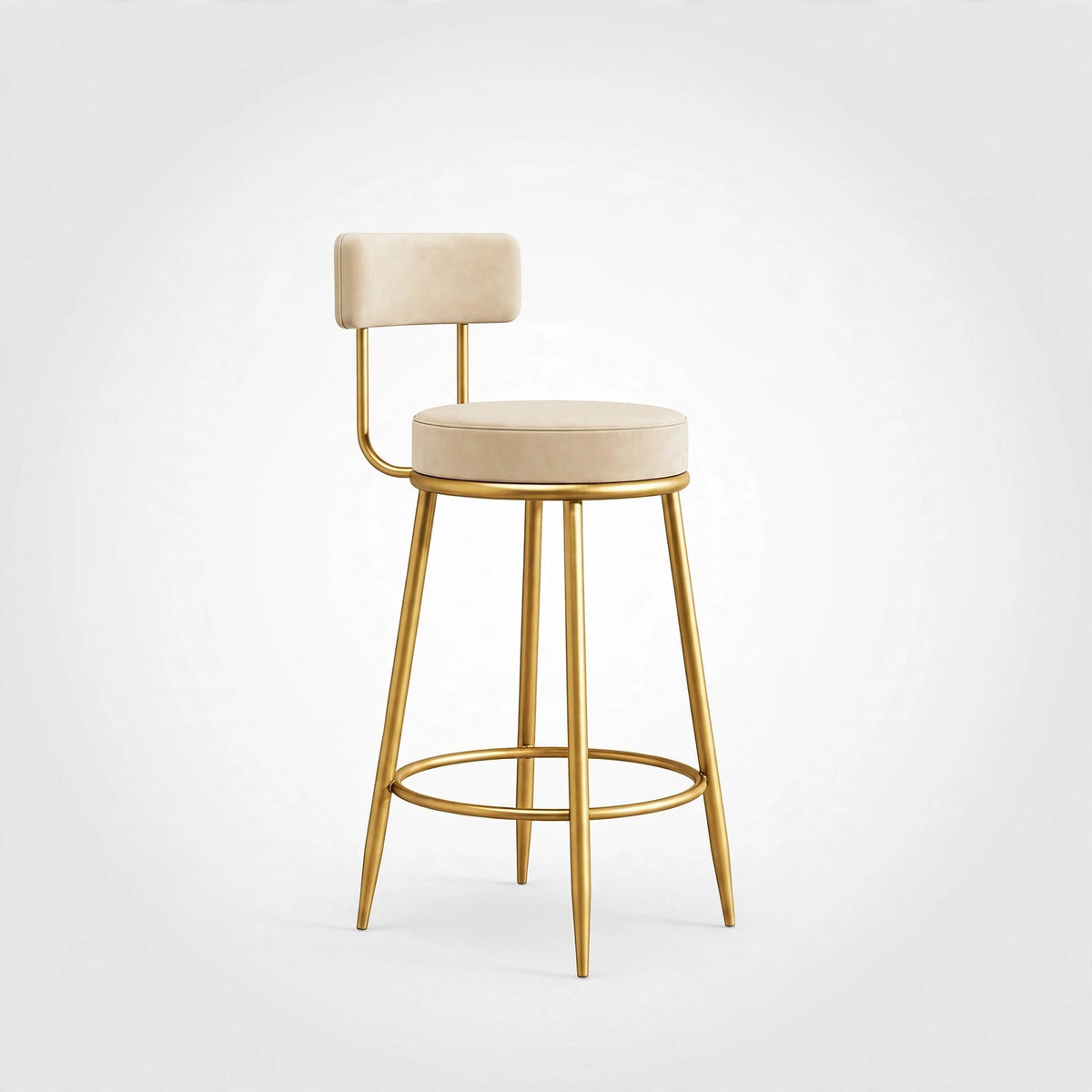 Nutech Decor Velvet Counter Height Bar Stool with Padded Backrest with Black & Gold Legs | Kitchen & Bar Seating