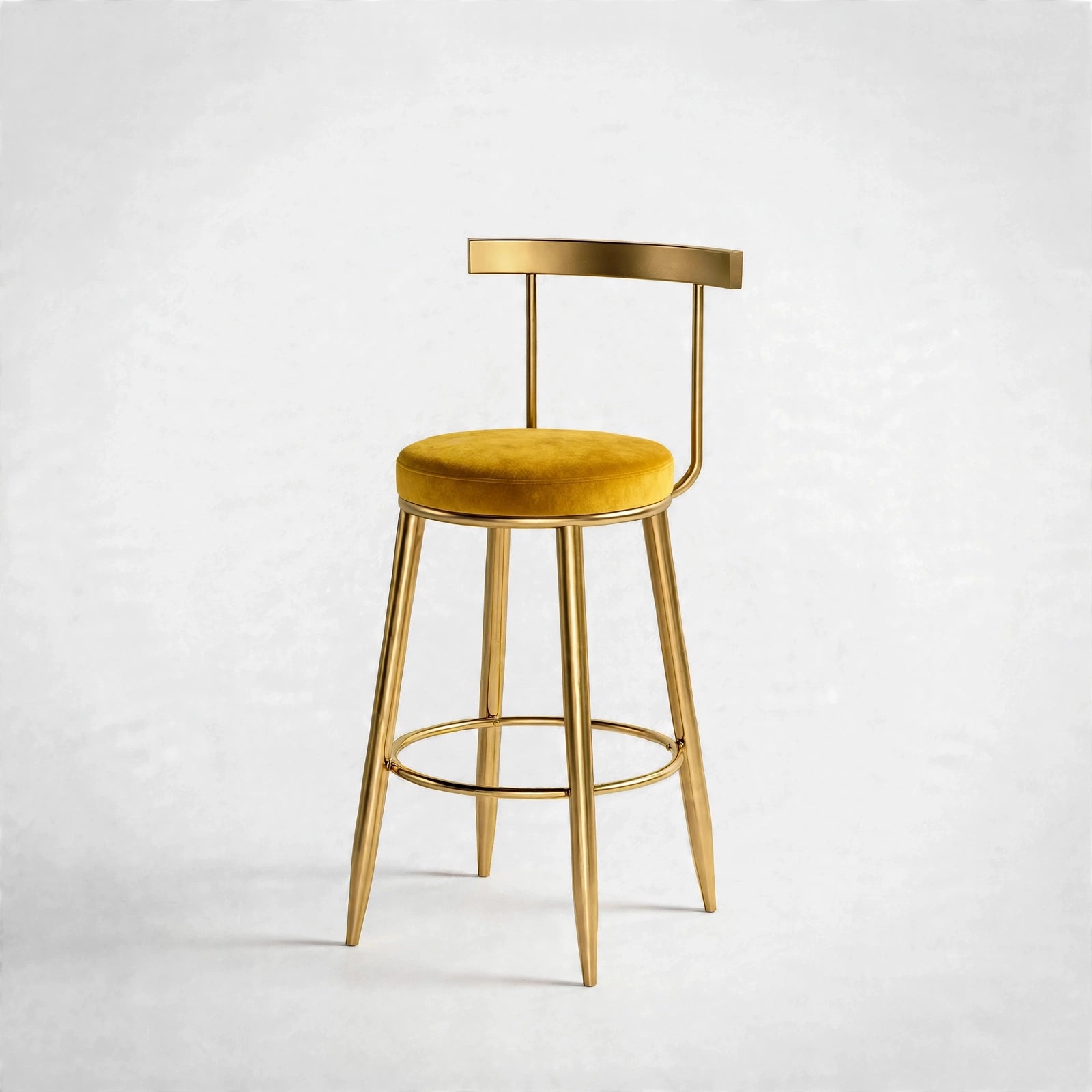Nutech Decor Velvet Counter Height Bar Stool with Solid Backrest with Black & Gold Legs | Kitchen & Bar Seating