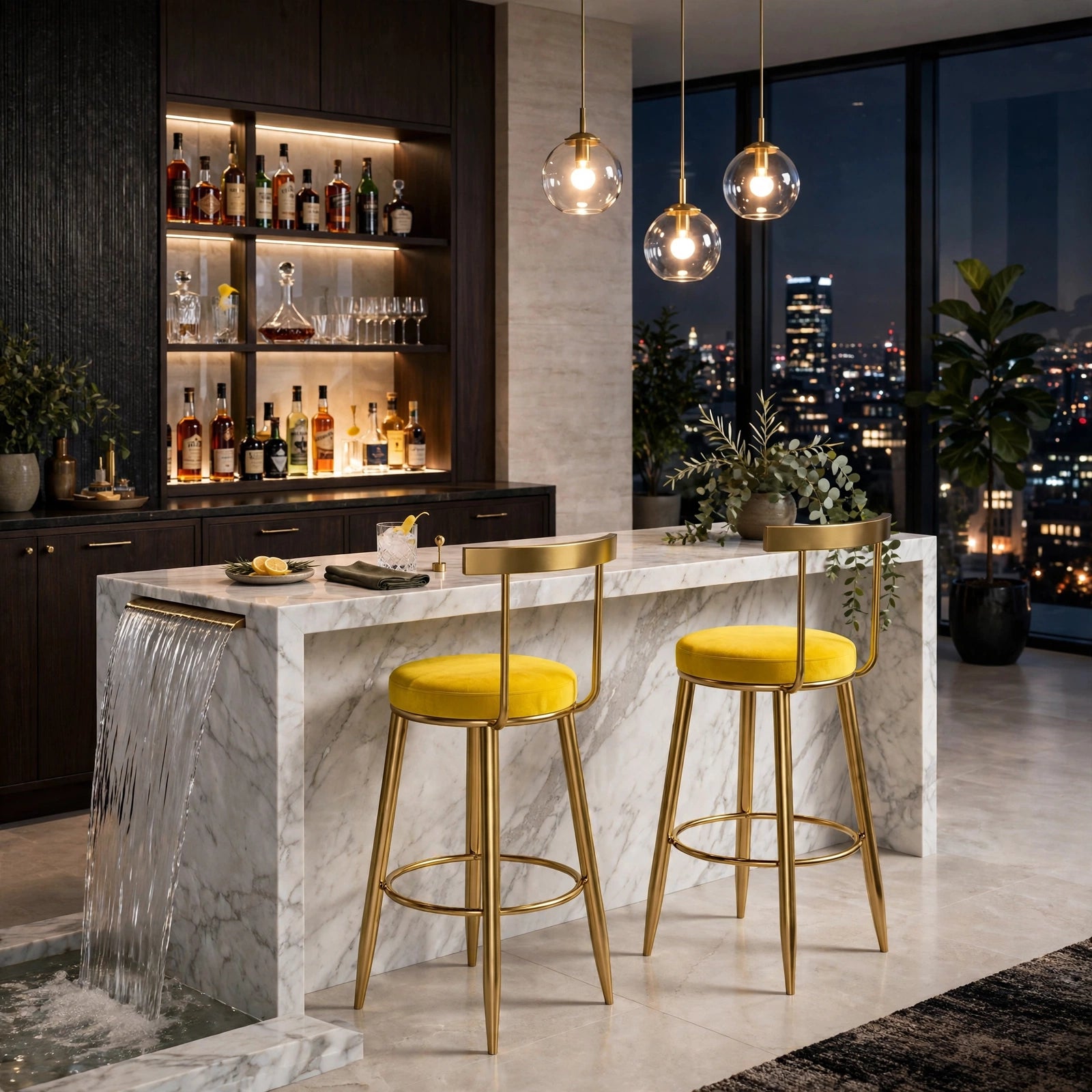 Nutech Decor Velvet Counter Height Bar Stool with Solid Backrest with Gold Legs | Kitchen & Bar Seating
