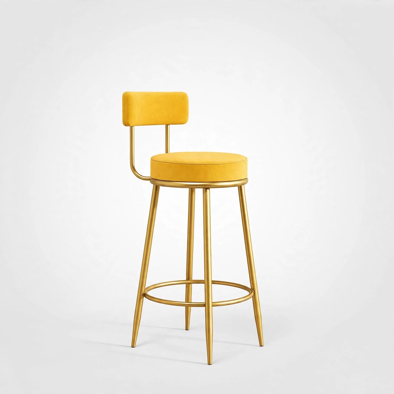 Nutech Decor Velvet Counter Height Bar Stool with Padded Backrest with Black & Gold Legs | Kitchen & Bar Seating