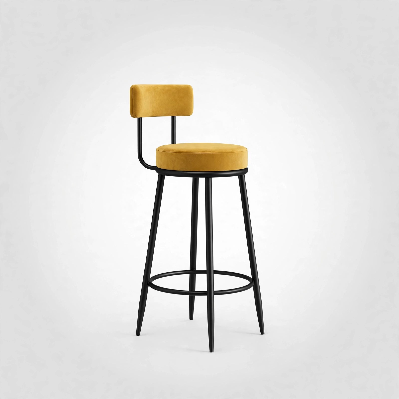 Nutech Decor Velvet Counter Height Bar Stool with Padded Backrest with Black & Gold Legs | Kitchen & Bar Seating