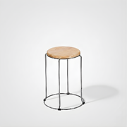 Nutech Impex Modern Wooden Stool with Metal Frame | Minimal Multipurpose Seating