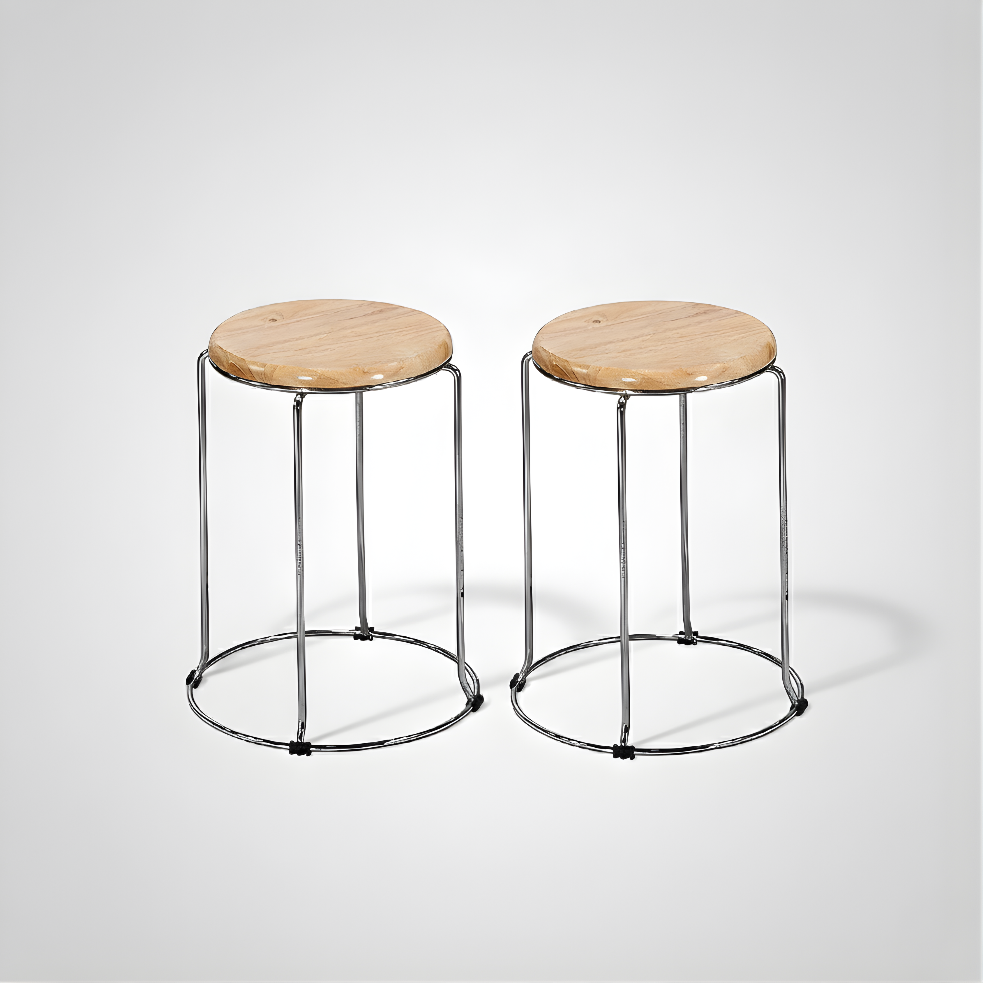 Nutech Impex Modern Wooden Stool with Metal Frame | Minimal Multipurpose Seating