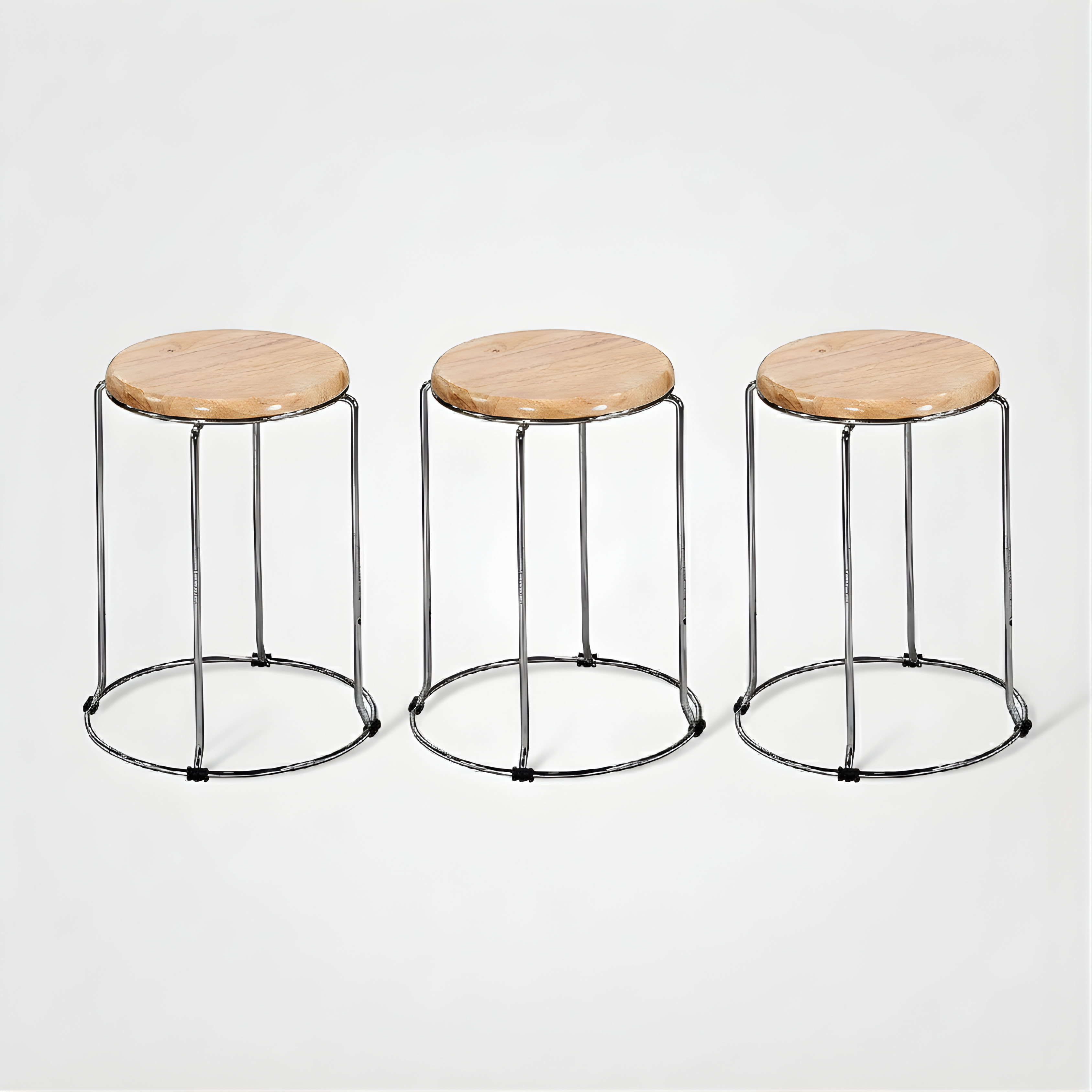 Nutech Impex Modern Wooden Stool with Metal Frame | Minimal Multipurpose Seating