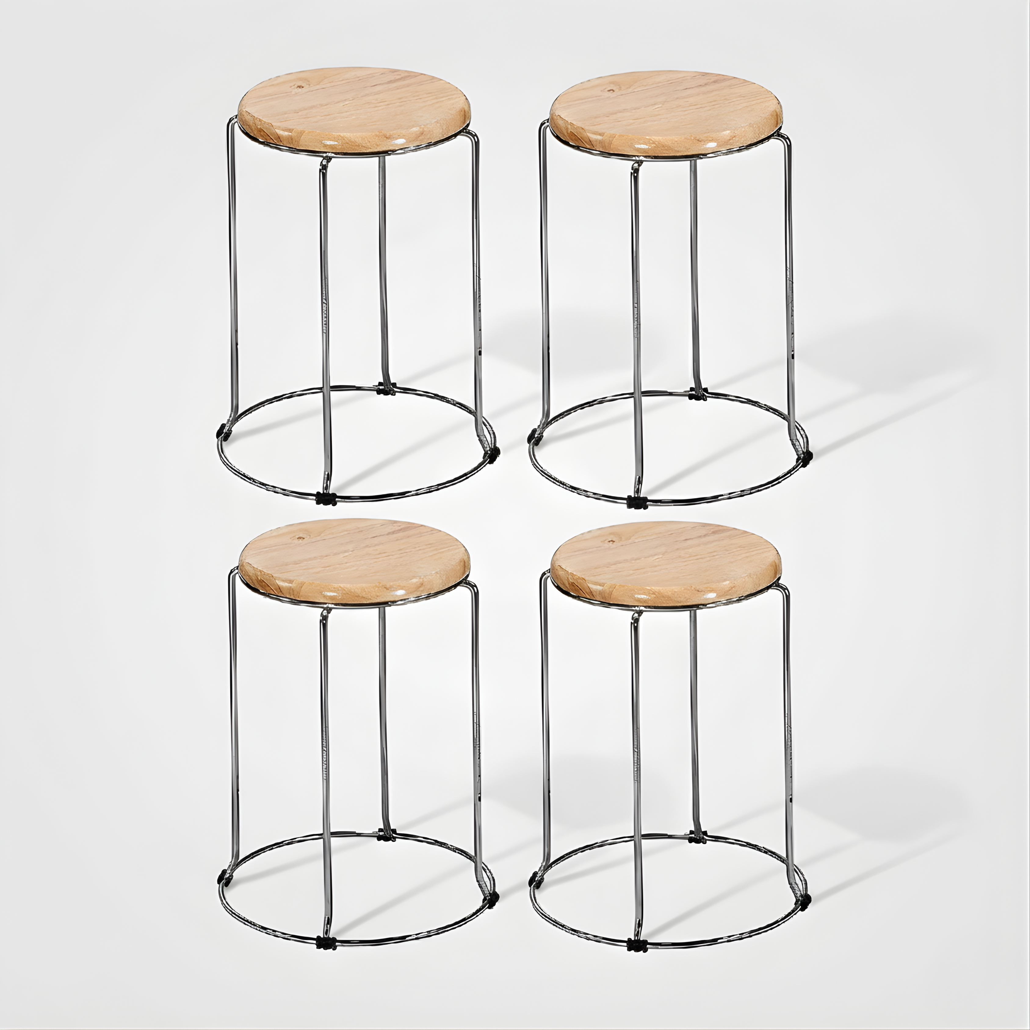 Nutech Impex Modern Wooden Stool with Metal Frame | Minimal Multipurpose Seating