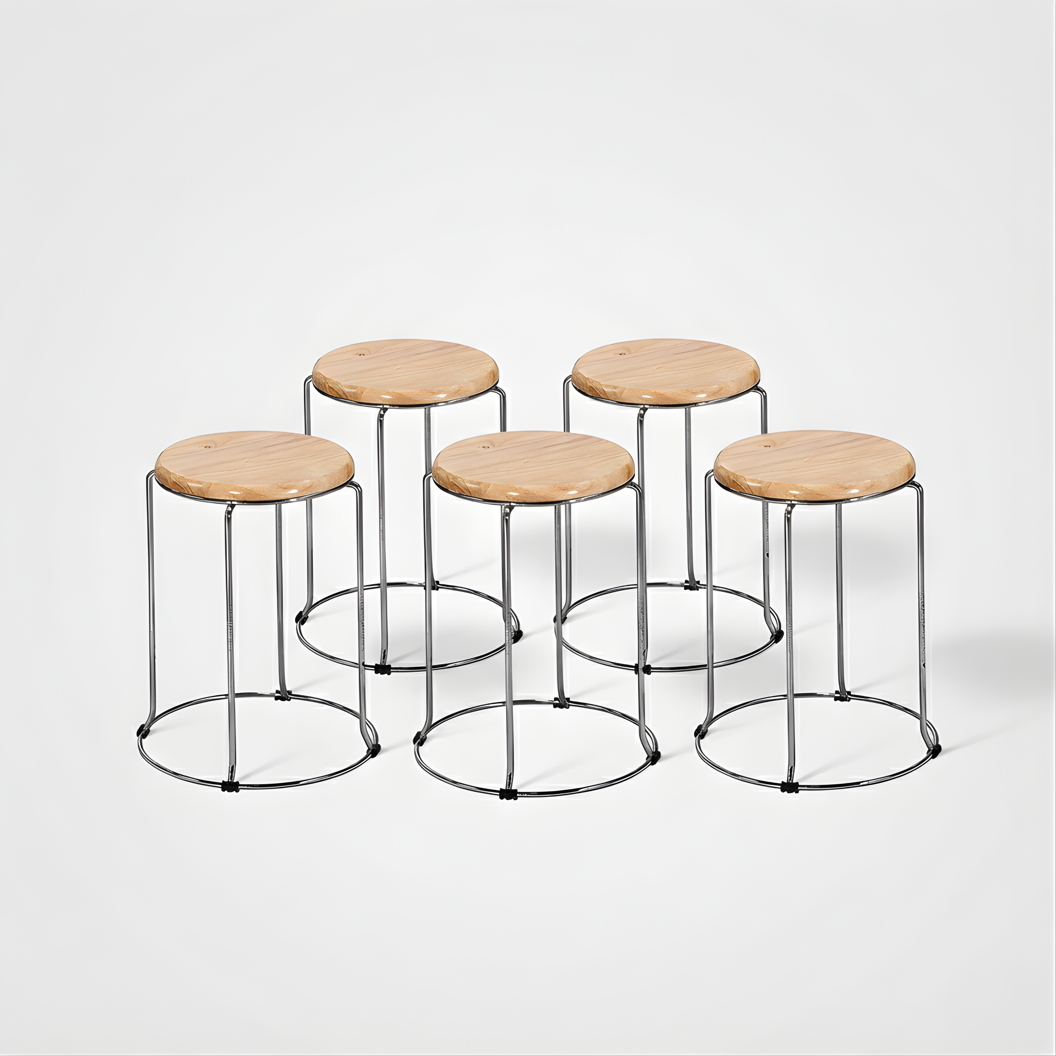 Nutech Impex Modern Wooden Stool with Metal Frame | Minimal Multipurpose Seating
