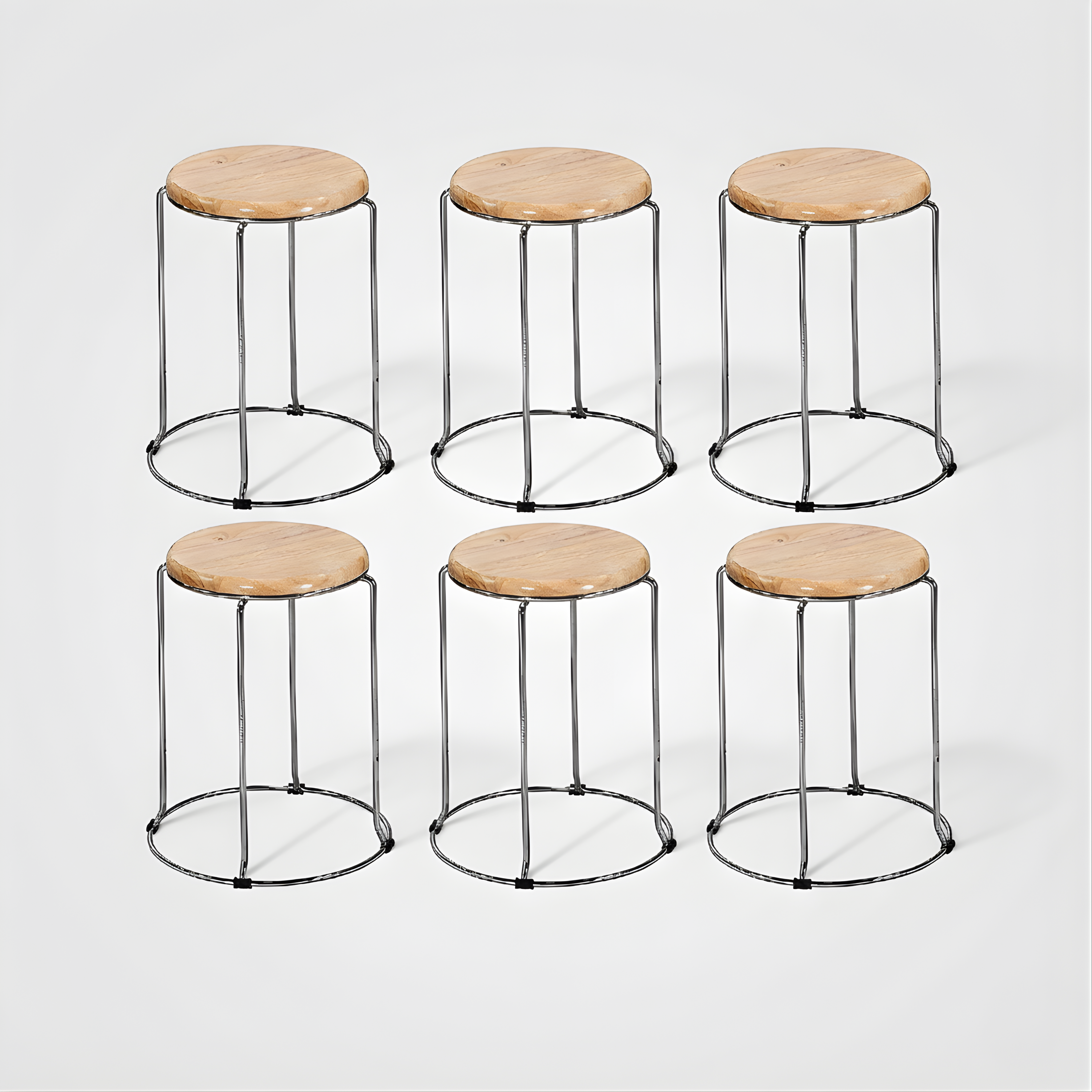 Nutech Impex Modern Wooden Stool with Metal Frame | Minimal Multipurpose Seating