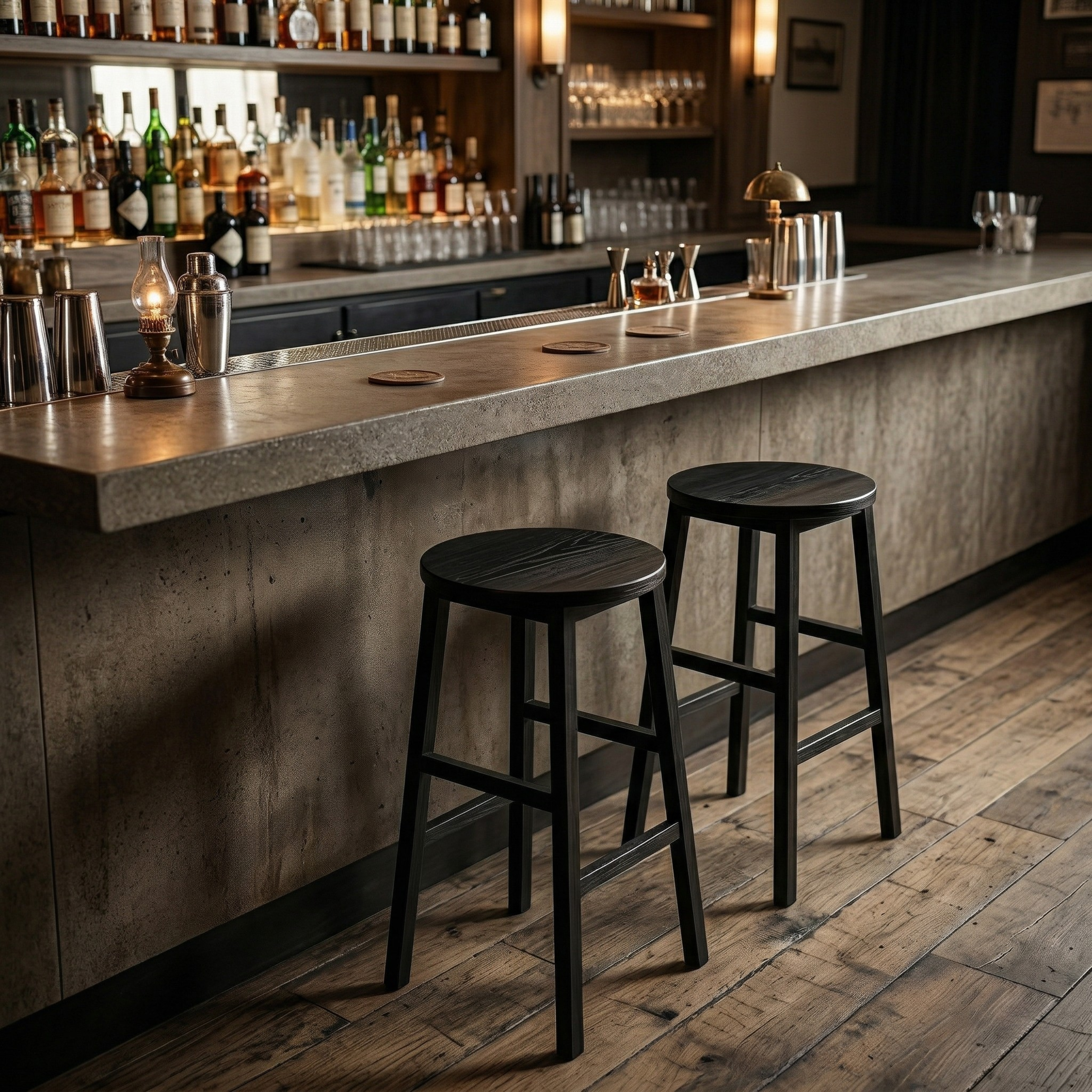 Wooden Top Tall Bar Stool with Metal Frame & Footrest | Kitchen Counter Seating