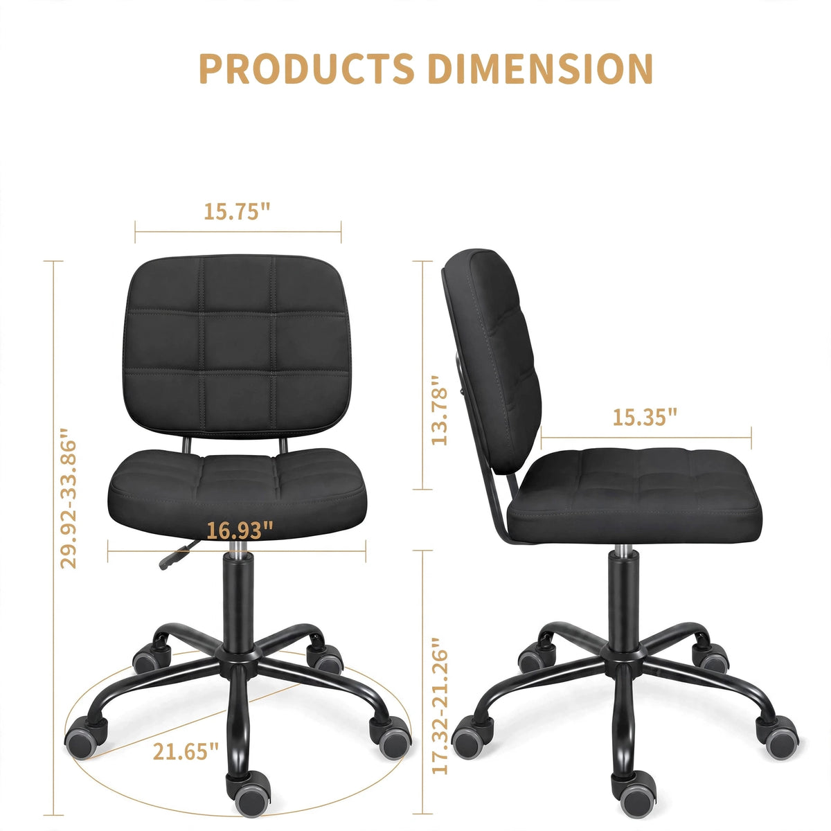Premium Leather Executive Office Chair | Armless Ergonomic Swivel Cushioned Chair for Home & Workstation