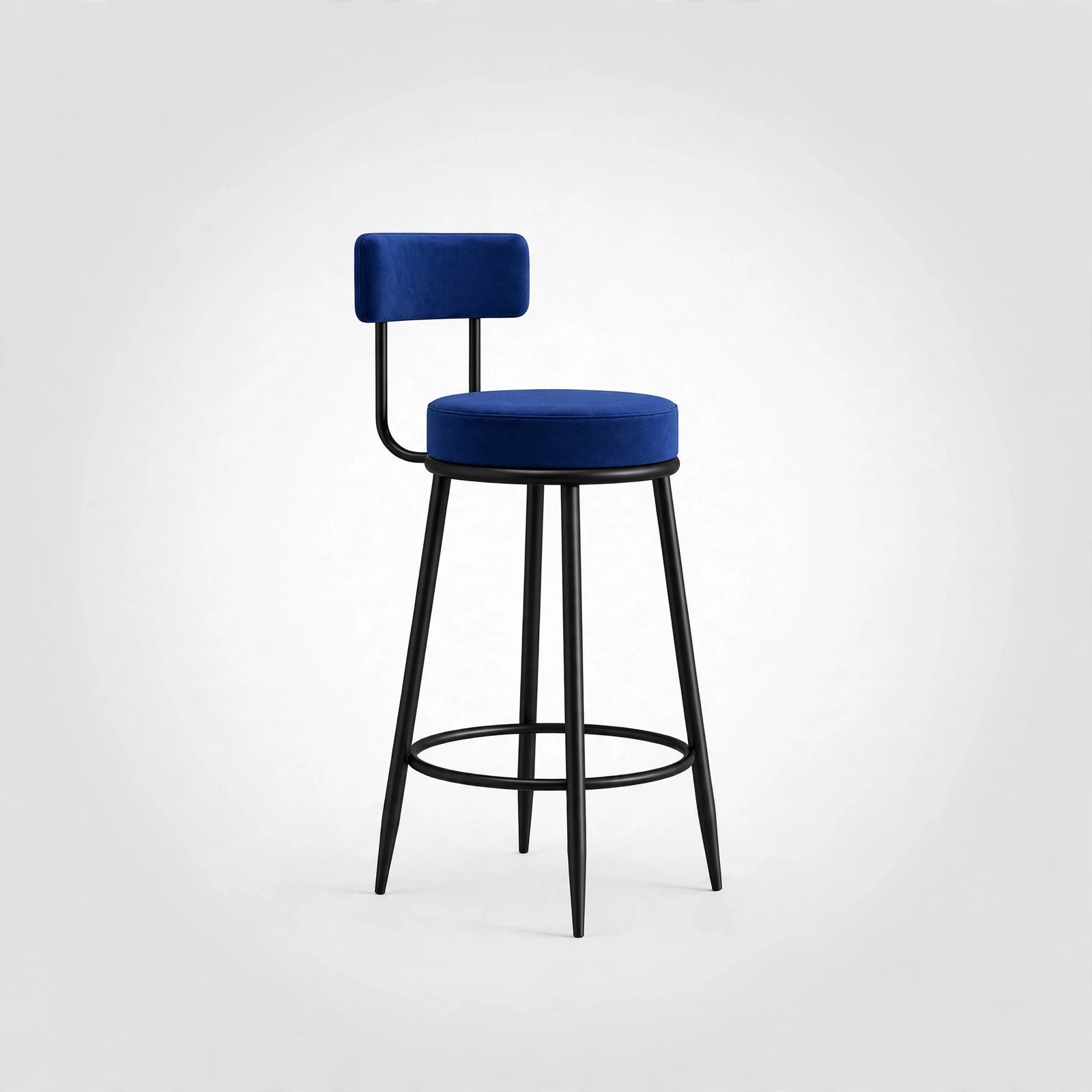 Nutech Decor Velvet Counter Height Bar Stool with Padded Backrest with Black & Gold Legs | Kitchen & Bar Seating