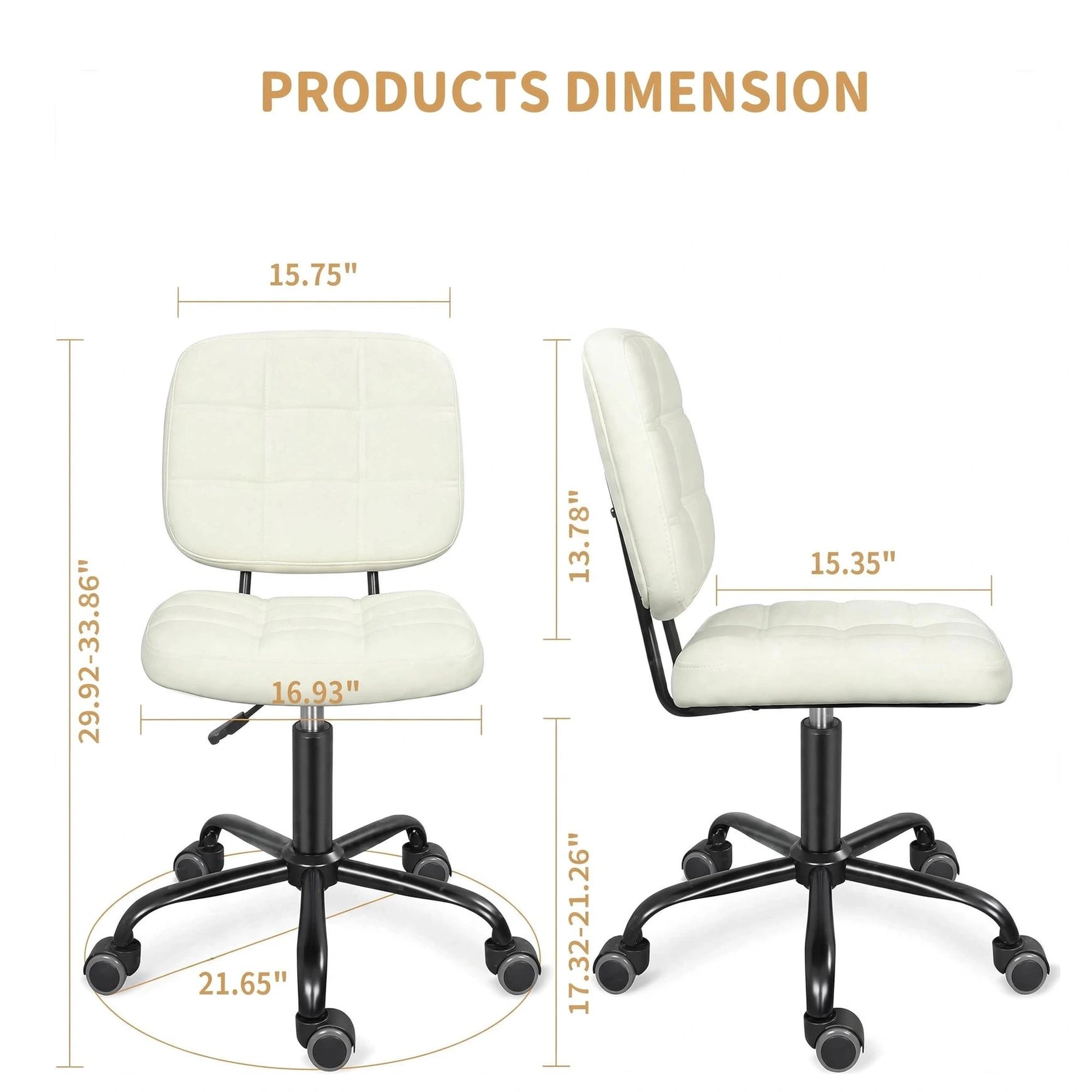 Premium Leather Executive Office Chair | Armless Ergonomic Swivel Cushioned Chair for Home & Workstation