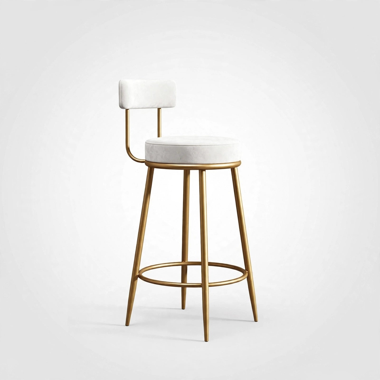 Nutech Decor Velvet Counter Height Bar Stool with Padded Backrest with Black & Gold Legs | Kitchen & Bar Seating