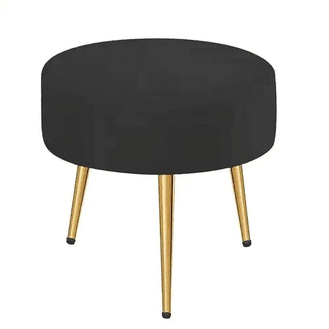 Nutech Impex Round Velvet Footrest Stool Ottoman Modern Upholstered Foot Stool