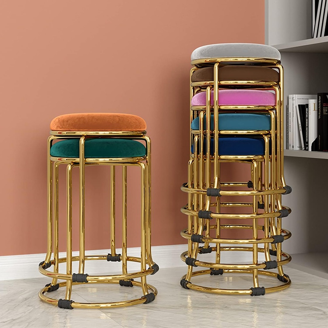 Nutech Impex Stylish Round Fabric Sofa Stool for Living Room, Bedroom, and More – Creative Seating Solution, Stackable