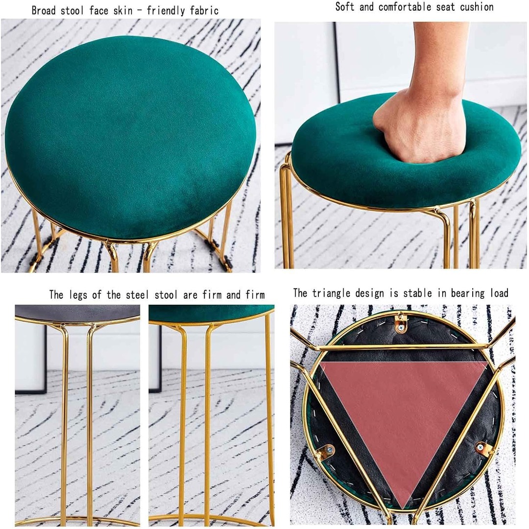 Nutech Impex Presents Exquisite Vanity Stool: Space-Efficient Design, Fashionably Upholstered Large Footstool, Soft Ottoman Pouffe Bench for Hallway